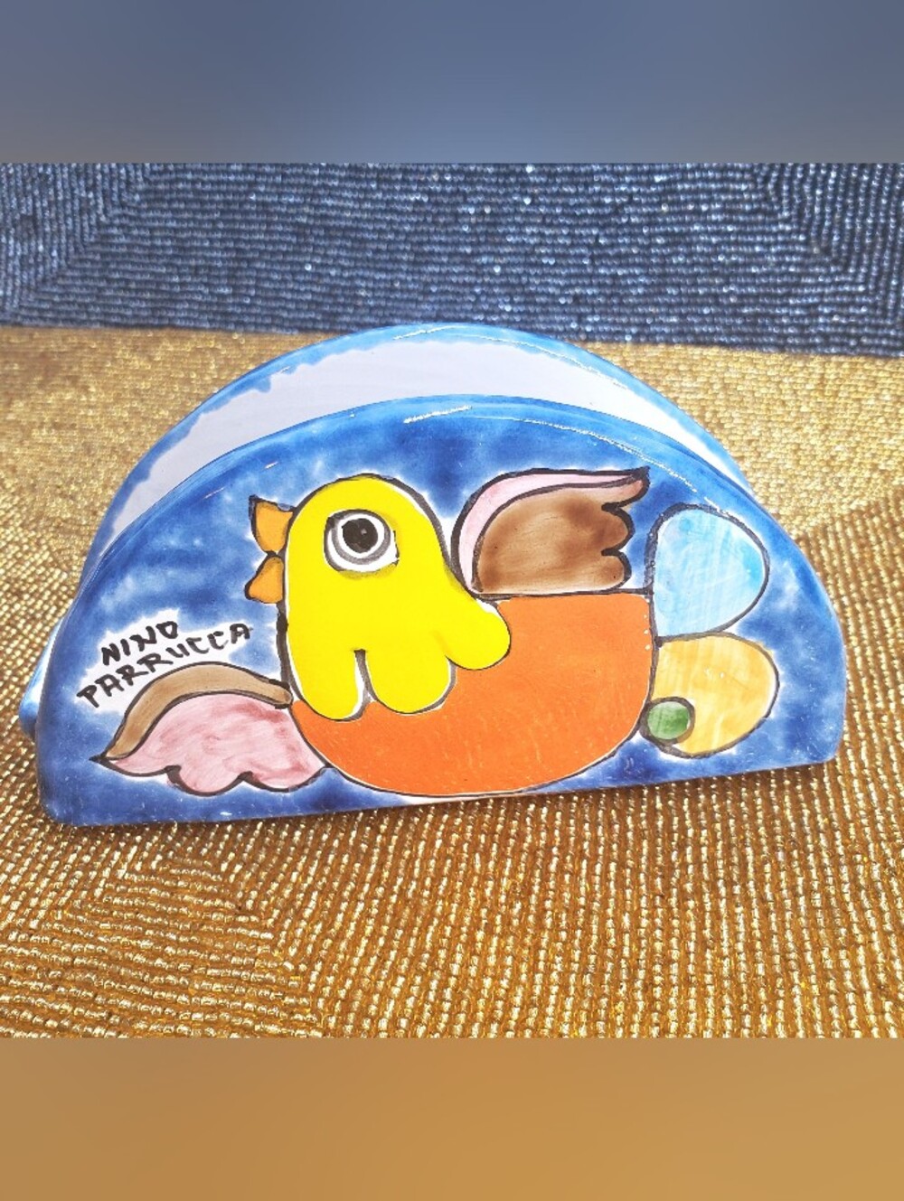 Nino Parrucca Vintage Napkin Holder Art Pottery Made In Italy (C29)